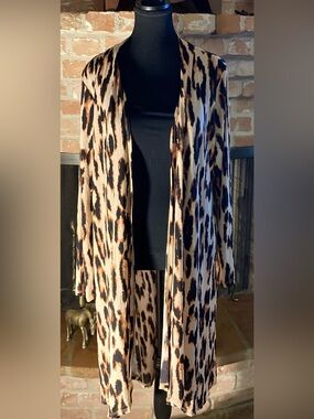 Slim Factor by Investments Leopard Print Open-Front Duster